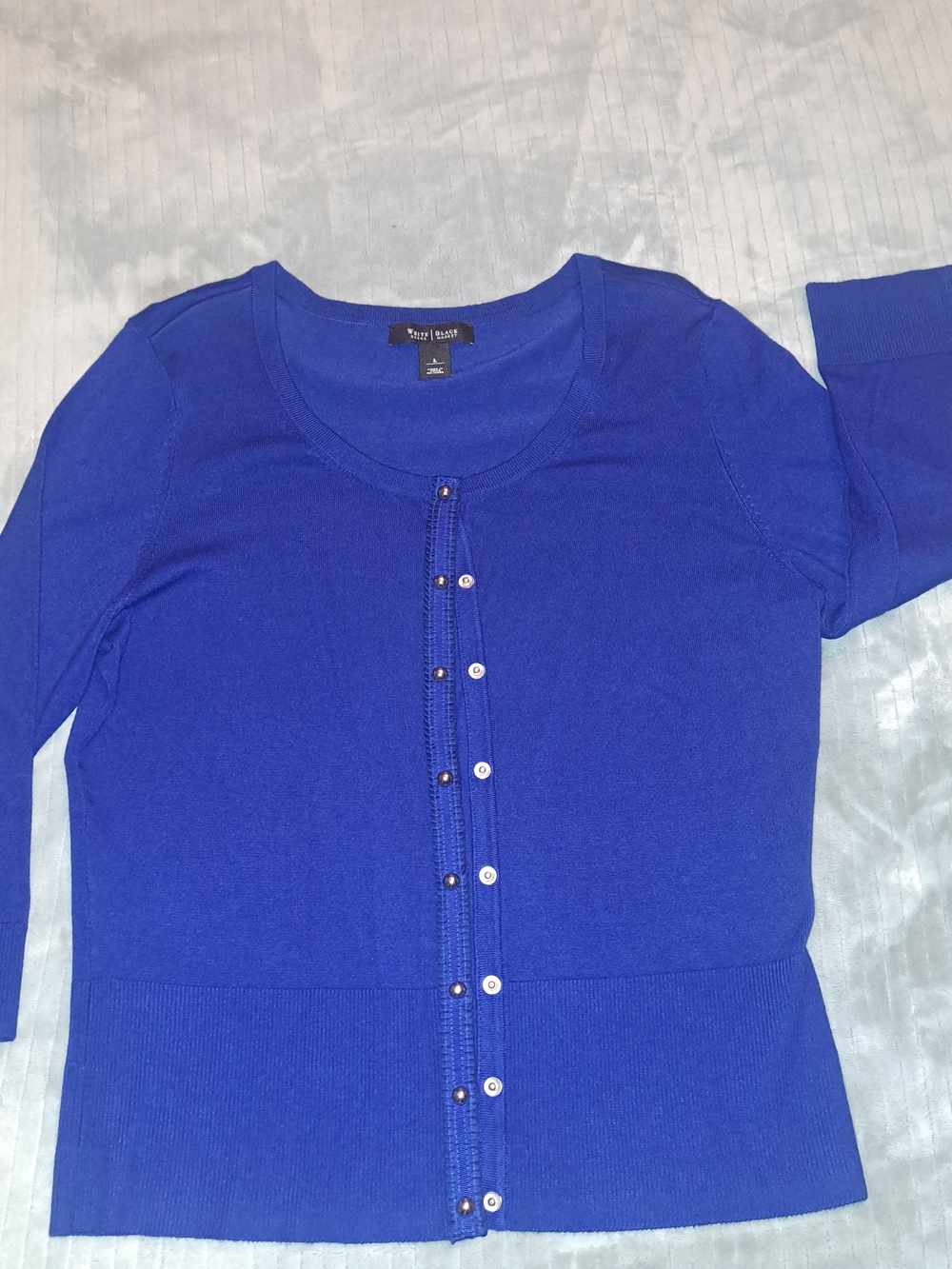White House Black Market Royal Blue Crewneck Button Cardigan